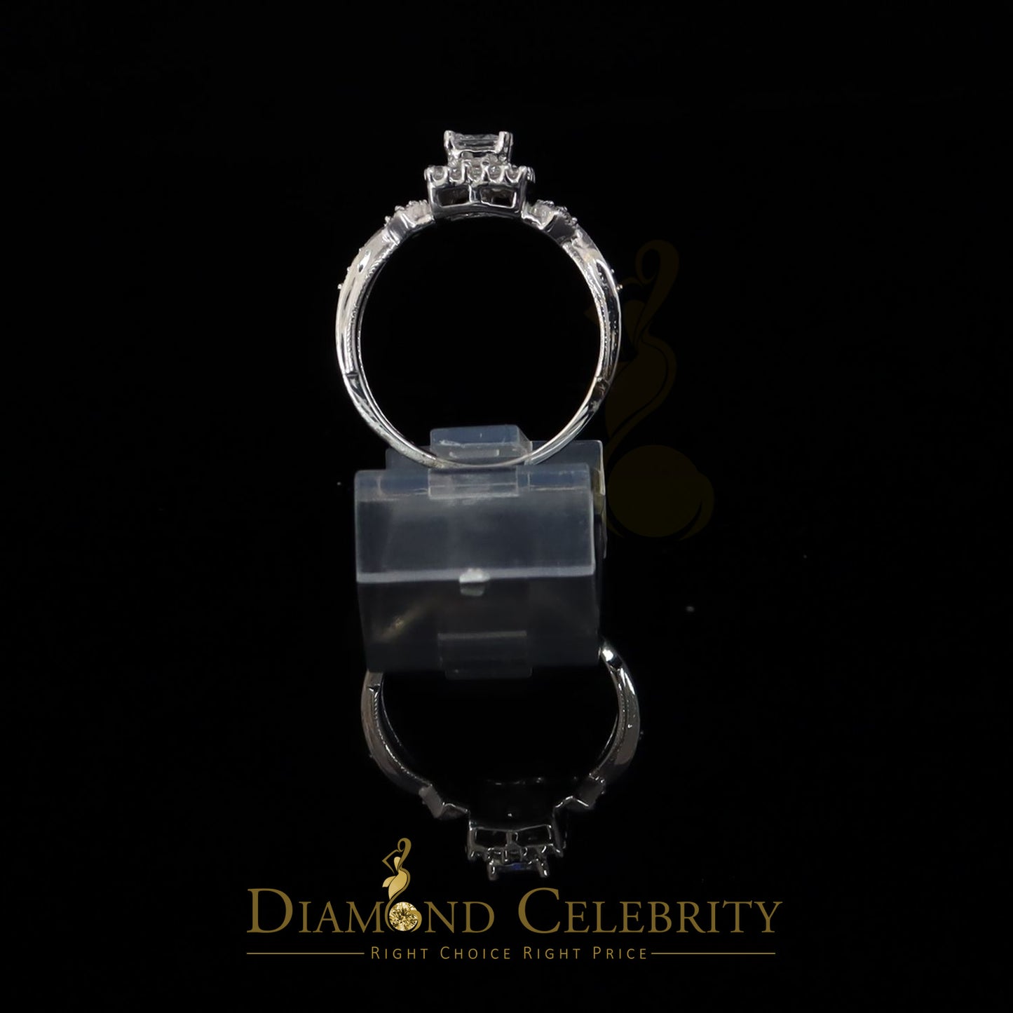 DiamondCelebritees 925 Silver White 0.75ct Square Shape Engagement CZ Women's Ring Size 7