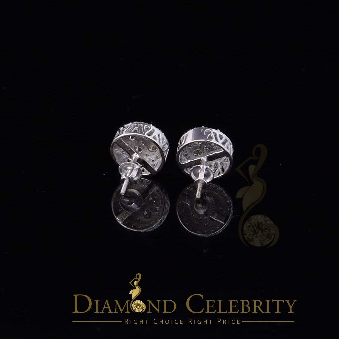 DiamondCelebritees 10K Real White Gold Real Diamond 1.25CT Men's/Women's Stud Round Earring