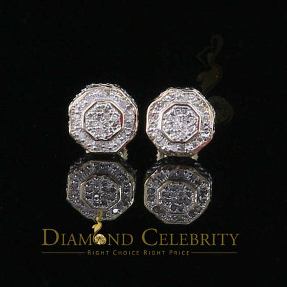 DiamondCelebritees Women's Stud In 925 Yellow Sterling Silver 0.10ct Diamond Stud Men's Earrings
