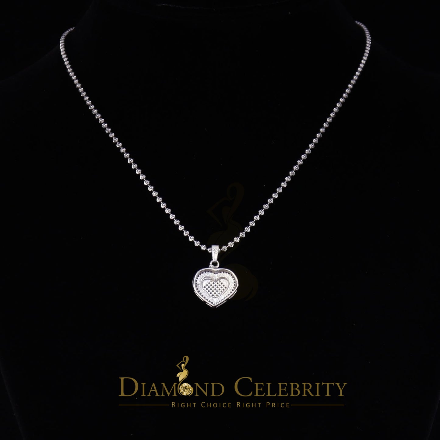DiamondCelebritees  HEART Charm Real 0.25ct Diamond 925 Sterling Silver Necklace Pendant in White