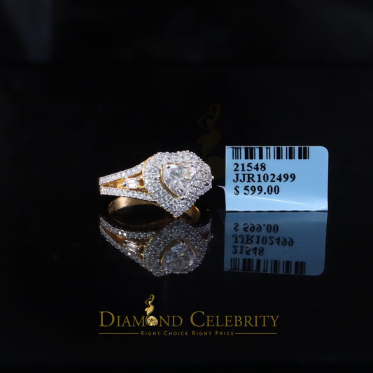 DiamondCelebritees Heart Ring Sz 7 for Women's 925 Yellow Sterling Silver 1.50ct VVS 'D' Moissanite