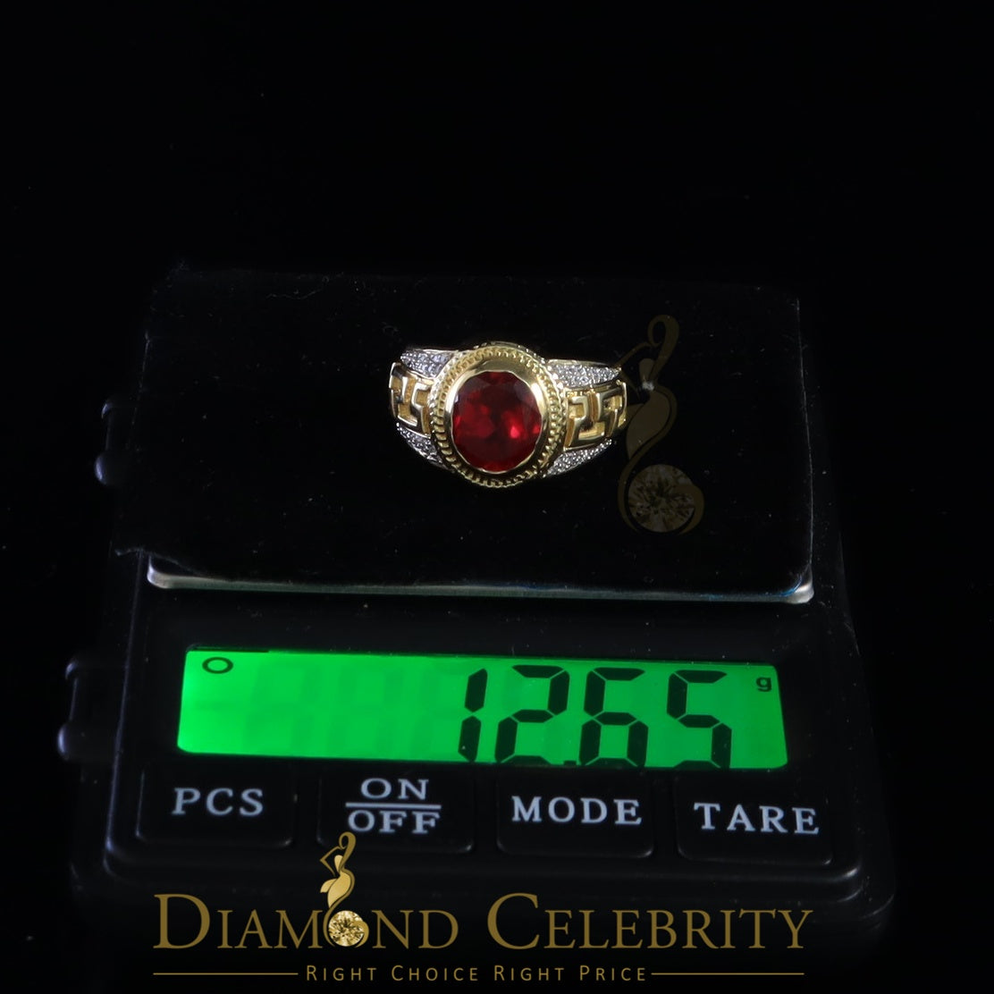 DiamondCelebritees 8.10ct Yellow Silver Oval Cubic Zirconia Men's Adjustable Ring From SZ 9 to 11