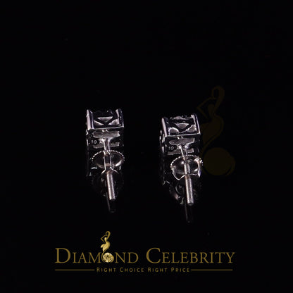 DiamondCelebritees 10k Real White Gold 0.33ct VVS 'D' Color Real Moissanite Stud Square Earrings
