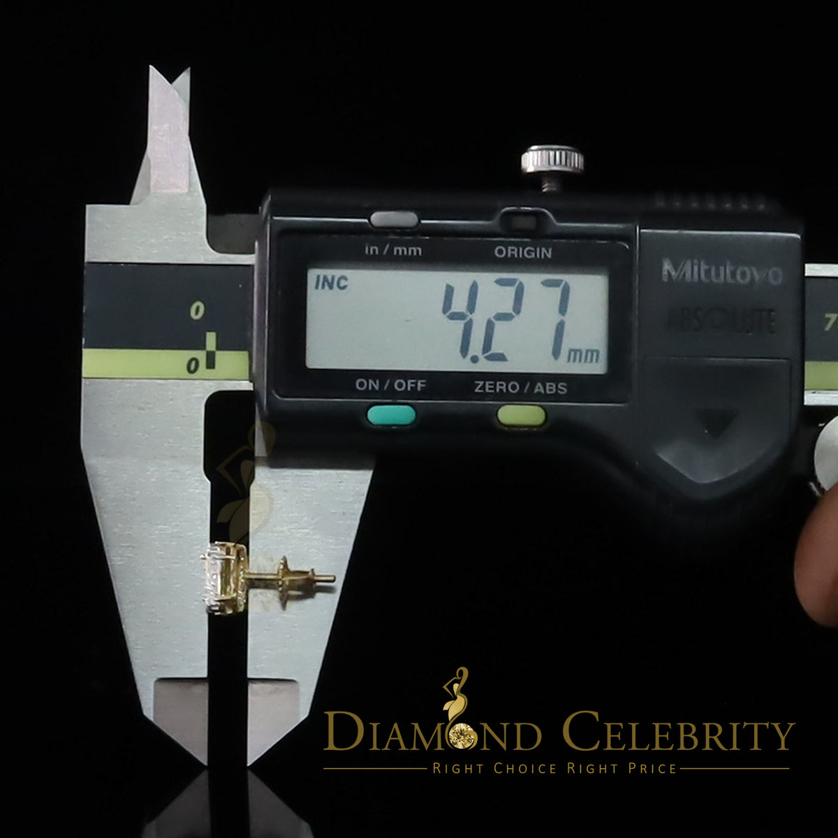 DiamondCelebritees 0.25ct Diamond 925 Silver Yellow Square Earring For Men's / Women's stud