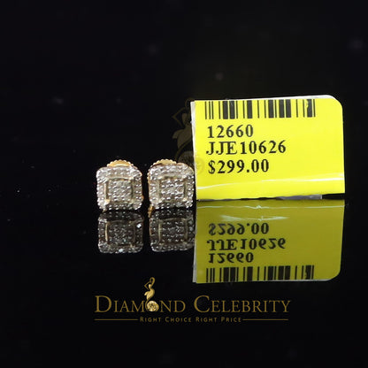 DiamondCelebritees 0.10ct Diamond 925 Sterling Silver Yellow Square Earring For Men's / Women's