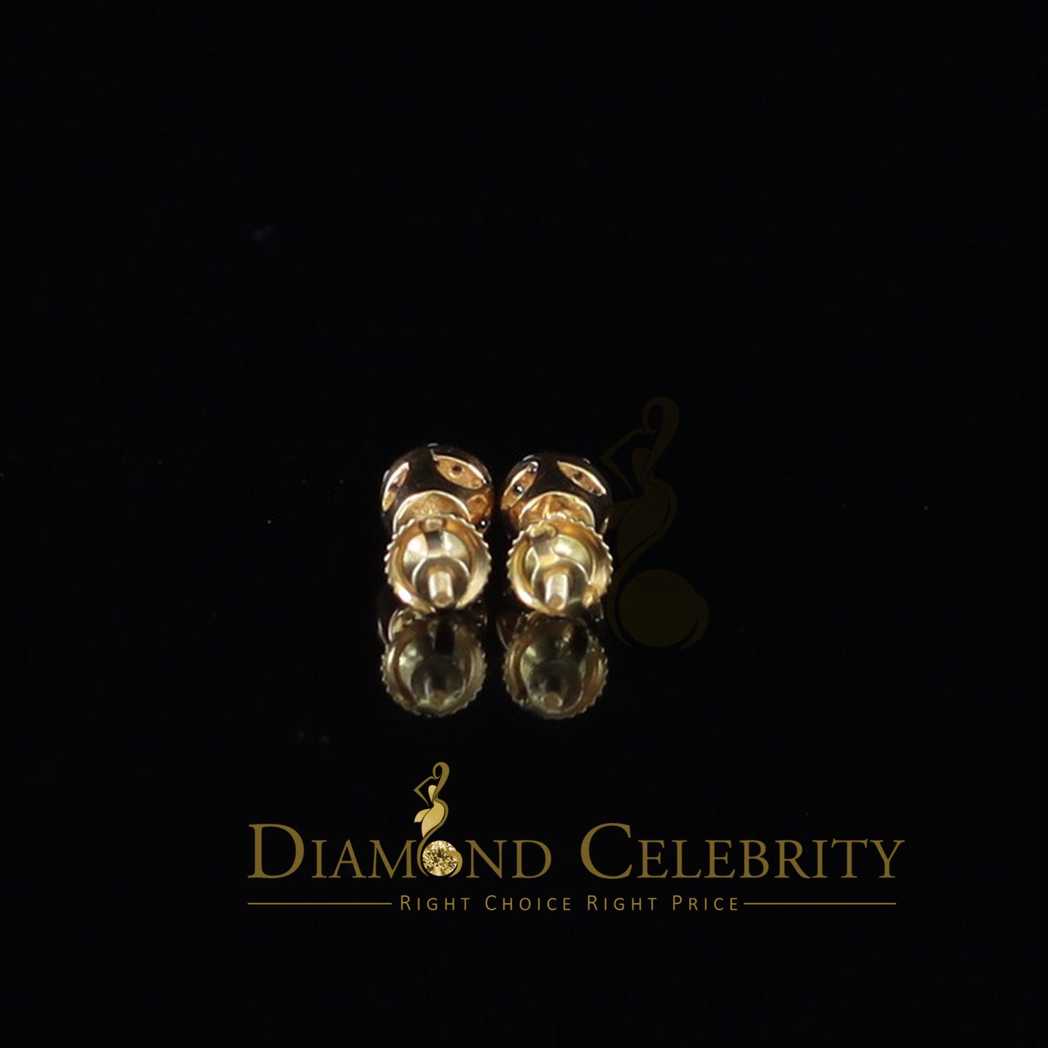 DiamondCelebritees  0.30ct Cubic Zirconia 925 Yellow Silver Aretes Para Hombre Women Round Earrings