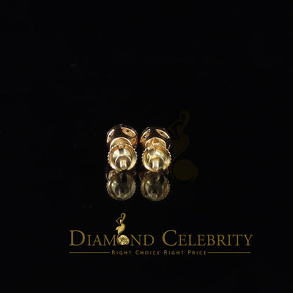 DiamondCelebritees  0.30ct Cubic Zirconia 925 Yellow Silver Aretes Para Hombre Women Round Earrings