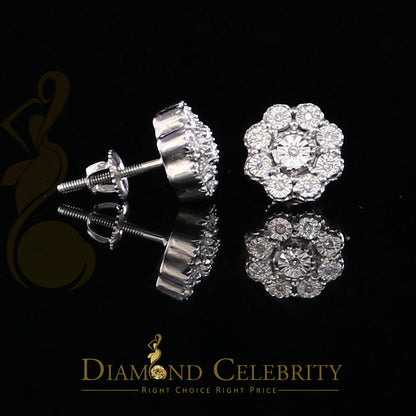 DiamondCelebritees 0.07 ct Diamond 925 Sterling Silver White Floral Earrings For Men's & Women's