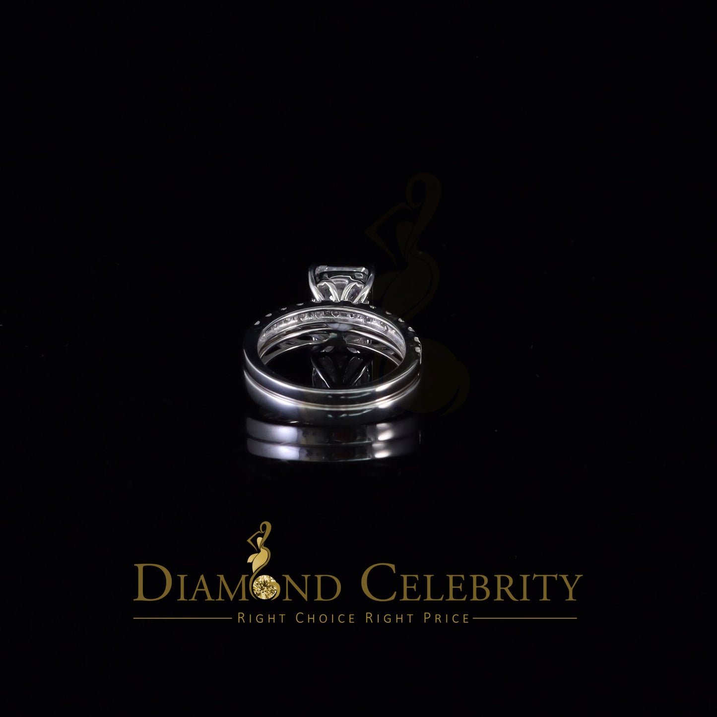 DiamondCelebritees White 5.00ct Moissanite Sterling Silver Mens/Women Bridal Rings Rectangle Size 8