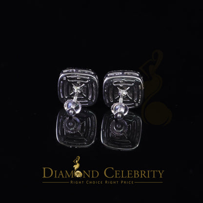 Diamondcelebritees 1.50ct Moissanite White 925 Silver Womens Round Edge Square Shape Nugget Earring