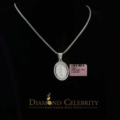 DiamondCelebritees 925 Sterling Silver St.Jude Multi Color CZ Men's/Women's Pendant White Religious