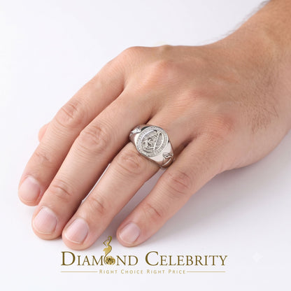 DiamondCelebritees 0.50CT Real Diamond 925 Sterling Silver White Fashion Masonic Men's Ring Size 12