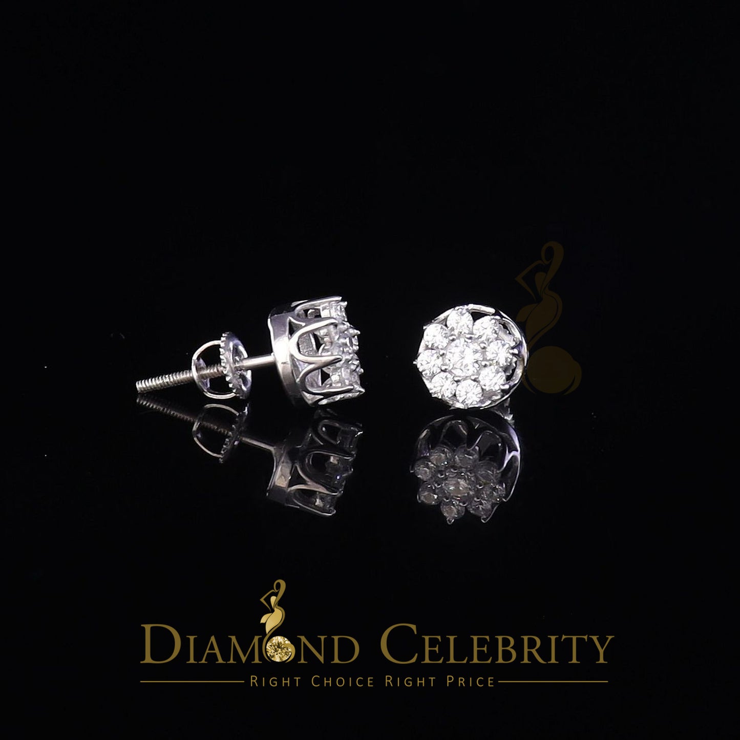 DiamondCelebritees  White 925 Silver Cubic 0.14ct Zirconia Women's & Men's Hip Hop Flower Earrings
