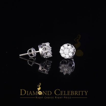 DiamondCelebritees  White 925 Silver Cubic 0.14ct Zirconia Women's & Men's Hip Hop Flower Earrings