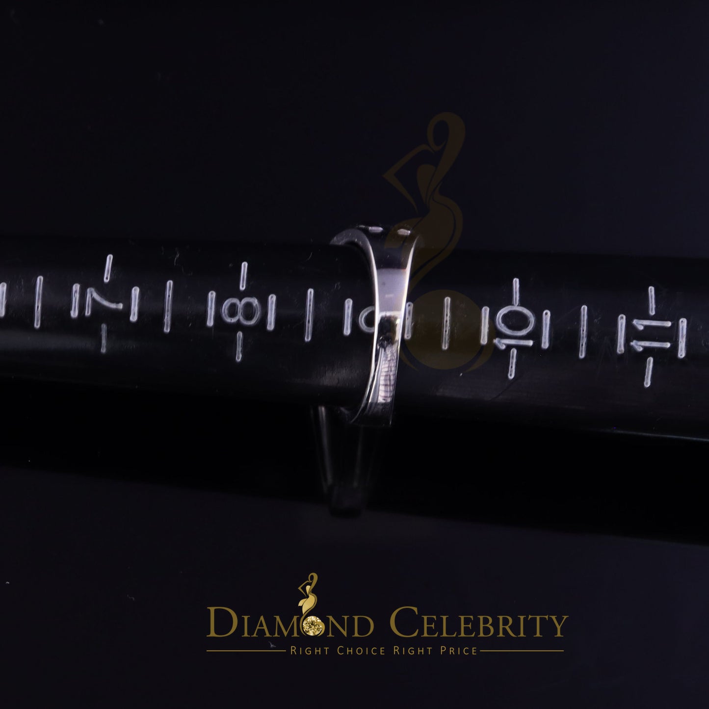 DiamondCelebritees Sterling White Silver 0.40ct Cubic Zirconia Hexagon Engagement Men's Ring Size 9