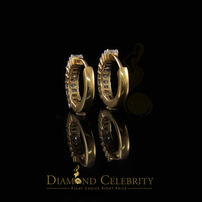 DiamondCelebritees 1.66ct Moissanite Baugutte Yellow 925 Sterling Silver Women's Hoop Earrings