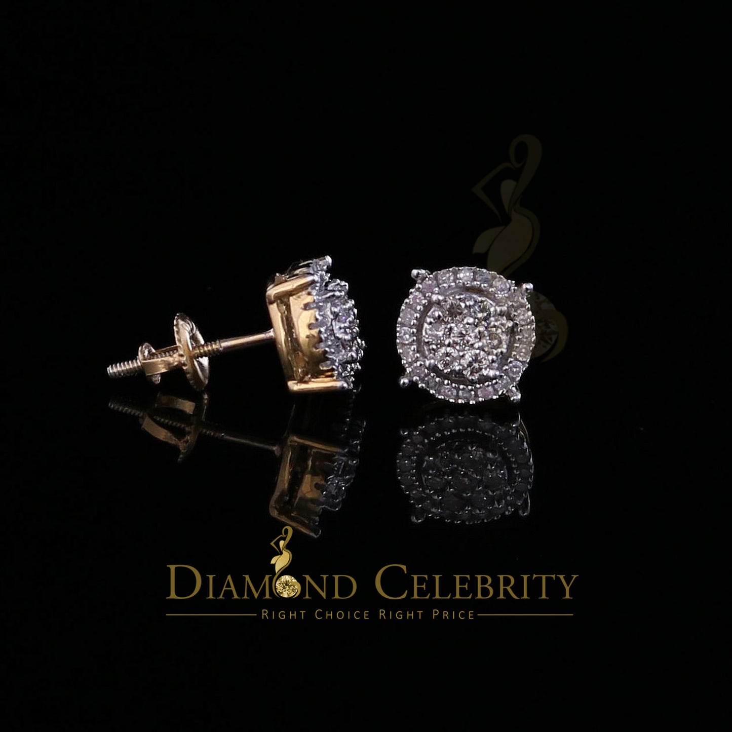 DiamondCelebritees 925 Sterling Silver 0.35 ct Diamond for Women's/Men's Yellow Stud Round Earrings