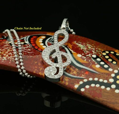 DiamondCelebritees Promise 925 White Sterling Silver MUSIC SIGN Pendant with 2.34ct Cubic Zirconia