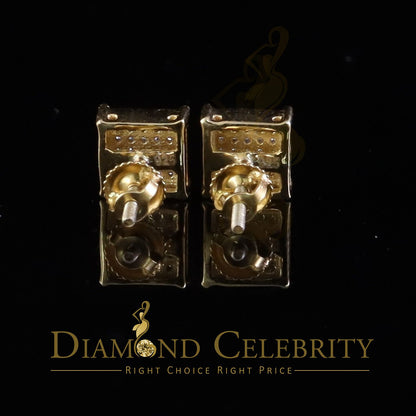 DiamondCelebritees 925 Sterling Yellow Silver 0.15ct Diamond Womens and Men's Square Stud Earrings