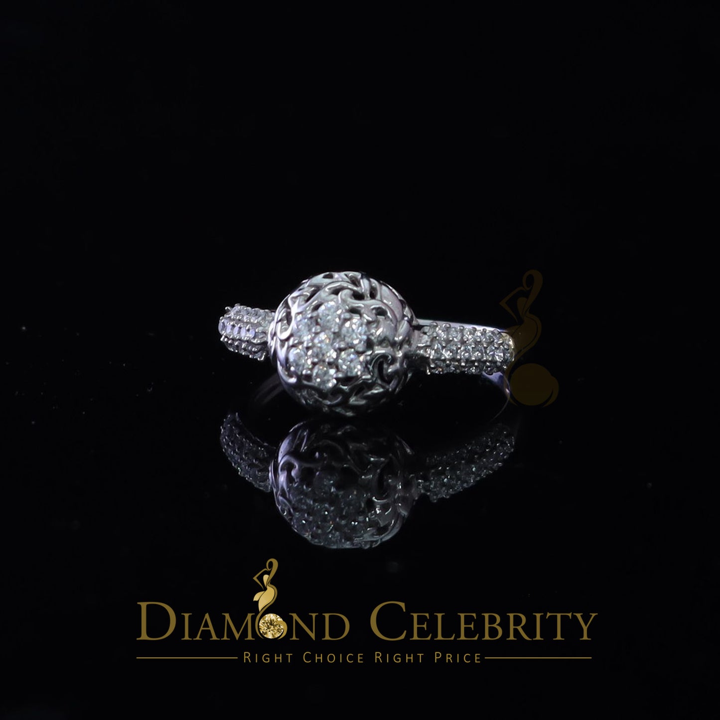 DiamondCelebritees Cubic Zirconia 925 Sterling White Silver Round Engagement Women's Ring Size 7