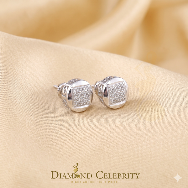 DiamondCelebritees 0.15ct Real Diamond 925 Sterling Silver White For Women's & Men's Round Earring