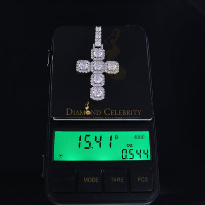 DiamondCelebritees White Sterling Silver 925 CROSS Pendant Shape Pendant with 8.03ct Cubic Zirconia
