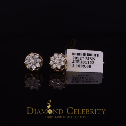 DiamondCelebritees FLORAL Earrings 10k Real Yellow Gold 1.00ct Vvs 'D' Color Genuine Moissanite