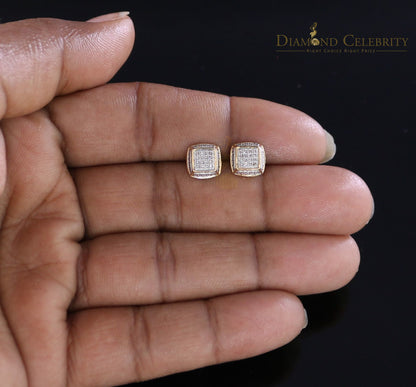 DiamondCelebritees 0.10CT Real Diamonds with 10K Real Yellow Gold Men's/Women's stud Earrings