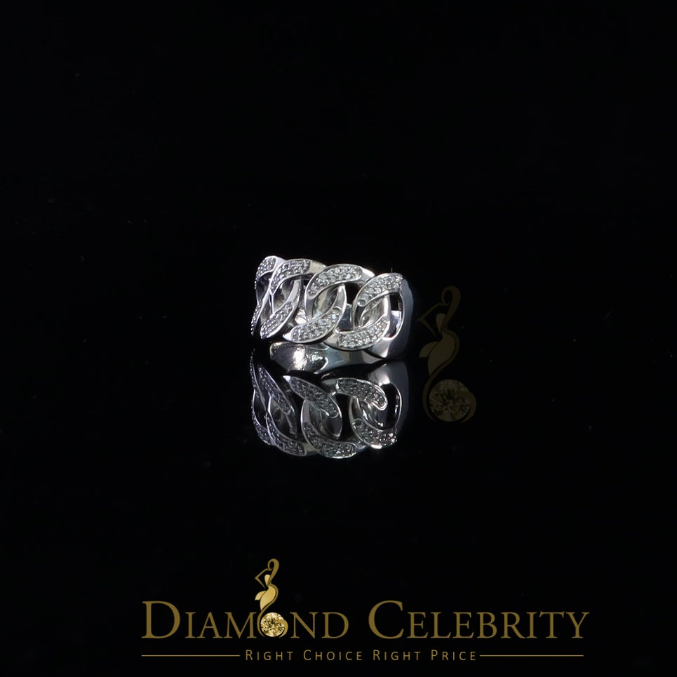 DiamondCelebritees 0.85ct Cubic Zirconia Stone White 925 Sterling Silver Cuban Men's Ring Size 10
