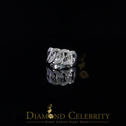 DiamondCelebritees 0.85ct Cubic Zirconia Stone White 925 Sterling Silver Cuban Men's Ring Size 10