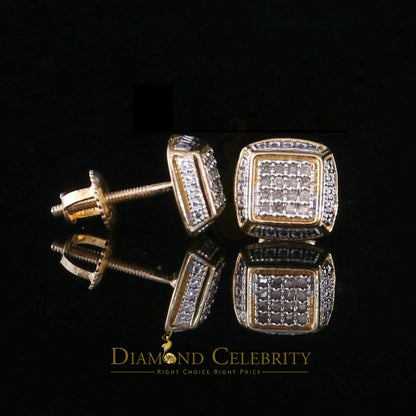 DiamondCelebritees 0.10ct Diamond Stud Earrings For Women Yellow 925 Sterling Silver Stud For unisex
