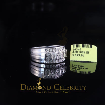 DiamondCelebritees 0.10ct Round Cut 925 Silver White Diamond Cluster Men's Wedding Band Ring SZ 11