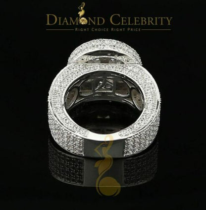 DiamondCelebritees White 925 Silver Sterling 14.00ct Round Cubic Zirconia Fashion Men's Ring SZ9.5