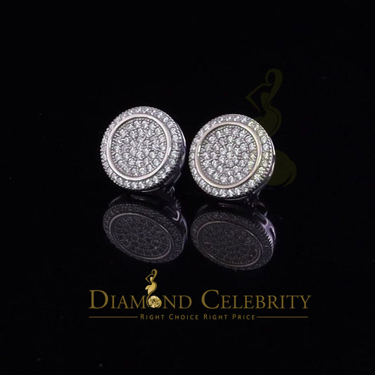 DiamondCelebritees  Aretes Para Hombre 925 White Silver 1.07ct Cubic Zirconia Round Women's Earrings