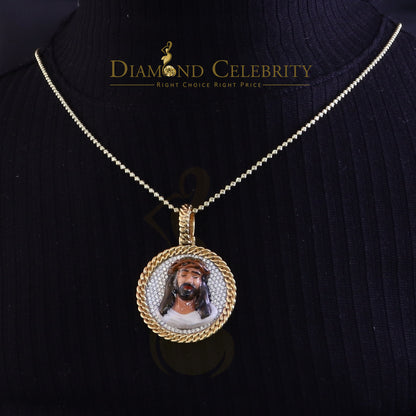 Diamondcelebritees 925 Sterling Silver 2.00ct W/Crushed Moissanite Yellow Jesus Charm Pendant