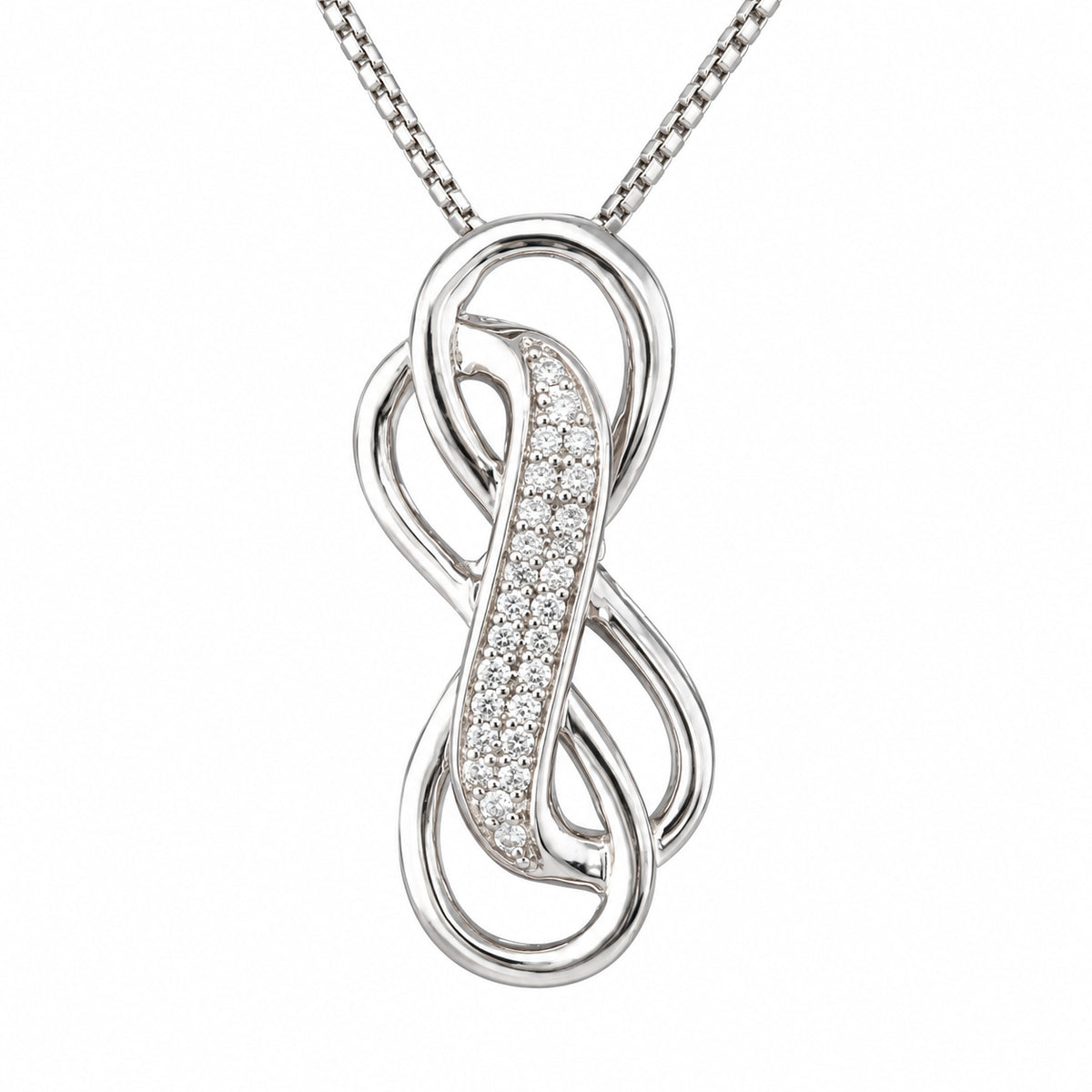 DiamondCelebritees 925 Sterling Silver White Double Infinite 0.25ct Cubic Zirconia 1INCH Pendant