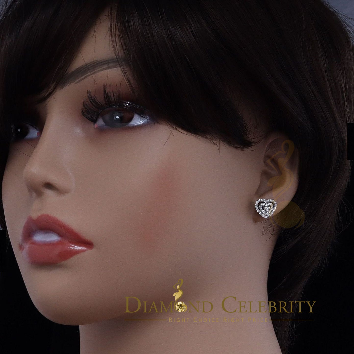 DiamondCelebritees  1.07ct Cubic Zirconia 925 White Sterling Silver Women's Hip Hop Heart Earrings