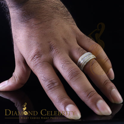 DiamondCelebritees Sterling Yellow Silver 4.50ct Cubic Zirconia ROUND Band Men's Ring Size 8.5