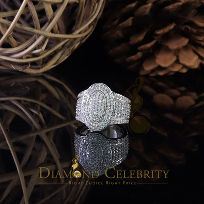 DiamondCelebritees 925 Silver White 7.50ct Cubic Zirconia Oval Engagement Men's Ring Size 9.5