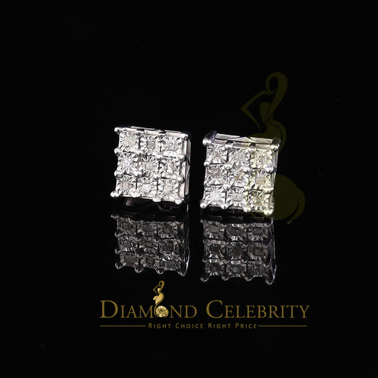 DiamondCelebritees 0.15ct Diamond Hip Hop Women's & Men's Stud Earrings 925 White Sterling Silver