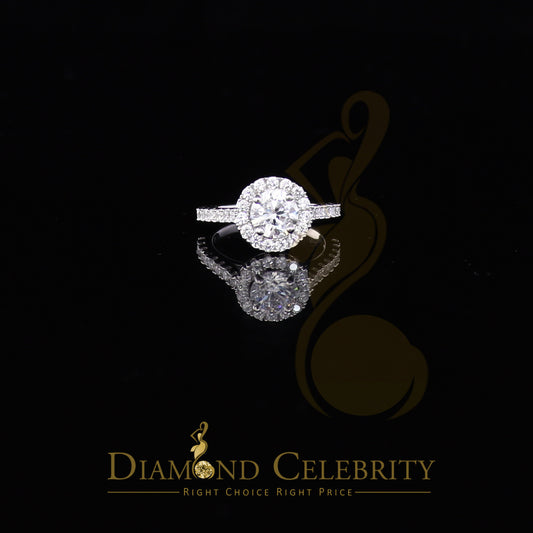 DiamondCelebritees 925 White Silver Floral-Shaped 4.20ct Cubic Zirconia Engagement Womens Ring SZ 7