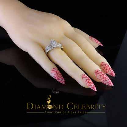DiamondCelebritees  Diamond Celebrity 925 White Sterling Silver 129 Cubic Zirconia Bridal Ring SZ 8