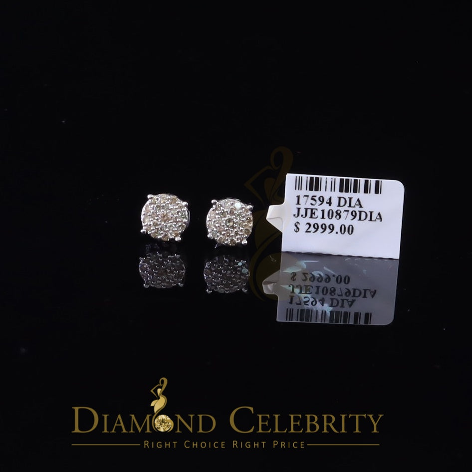 DiamondCelebritees 10K Real White Gold Real Diamond 0.60CT Men's/Women's Stud Round Earring