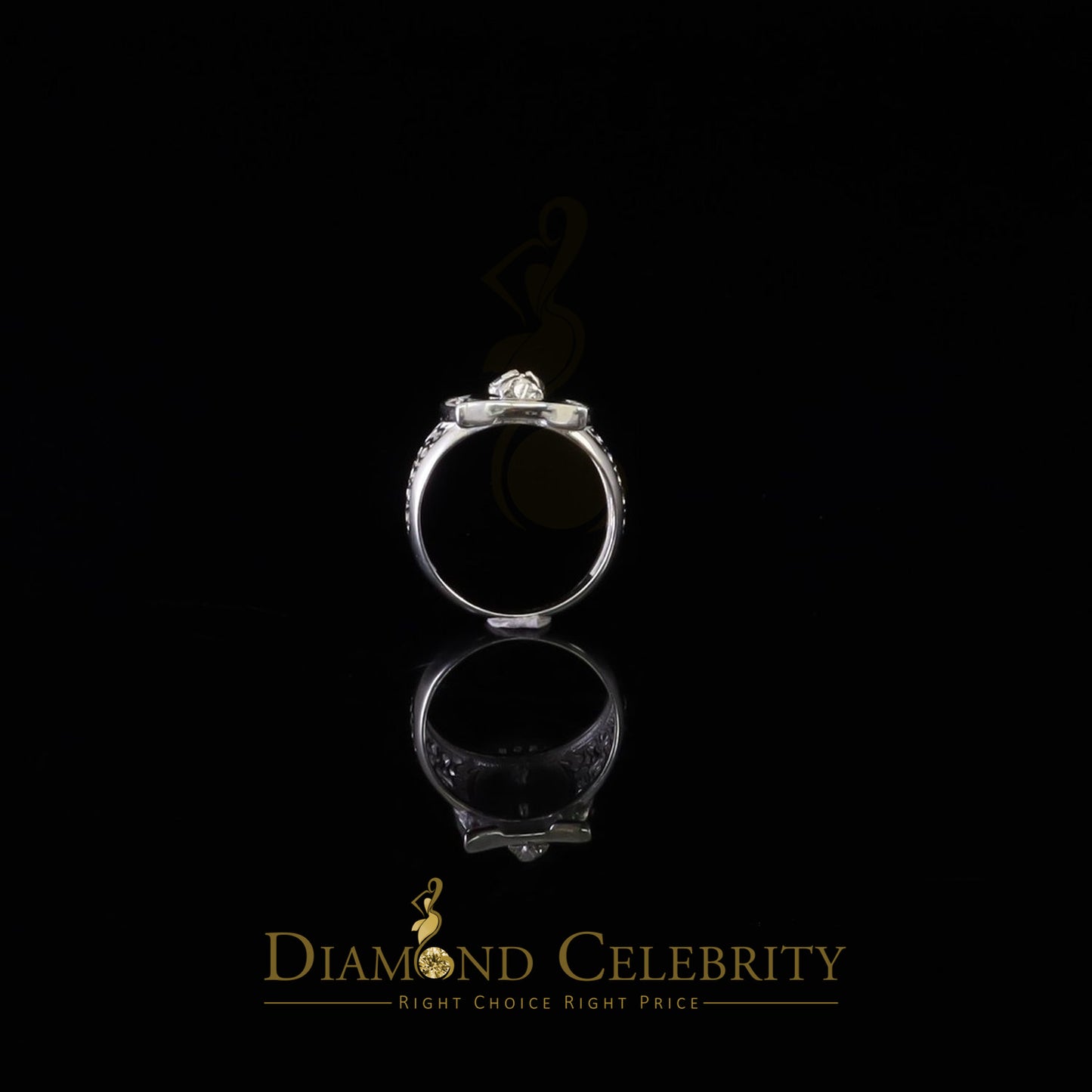 DiamondCelebritees White 925 Silver Saint Jude Thaddeus Pink & Green CZ Horse Shoe Women Ring SZ 6