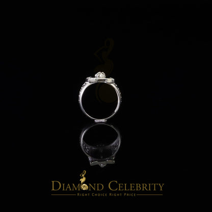 DiamondCelebritees White 925 Silver Saint Jude Thaddeus Pink & Green CZ Horse Shoe Women Ring SZ 6