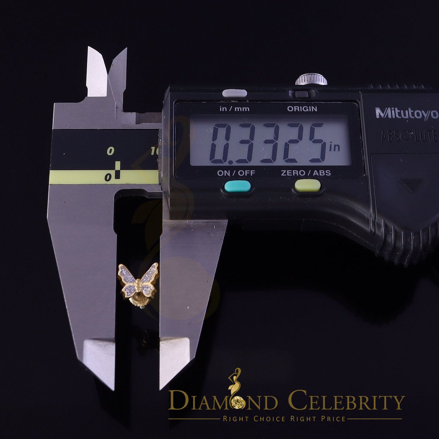 DiamondCelebritees Women's 0.10ct Real Diamond Butterfly Stud Earrings Yellow 925 Sterling Silver