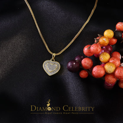 DiamondCelebritees  Real 0.25ct Diamond 925 Sterling Silver HEART Charm Necklace Pendant in Yellow