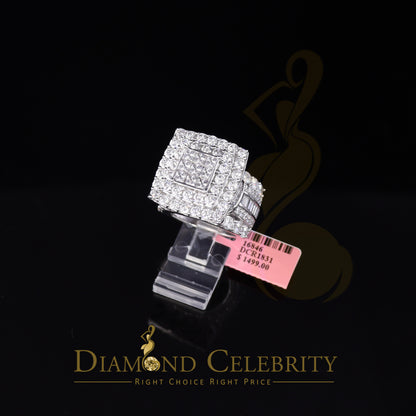 DiamondCelebritees 925 White Silver Square 22.41ct Cubic Zirconia Halo Trio Wedding Ring Size 9