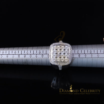 DiamondCelebritees Trendy Big Mirage set Real Diamond 0.50ct White Silver Square Mens Ring Size 10