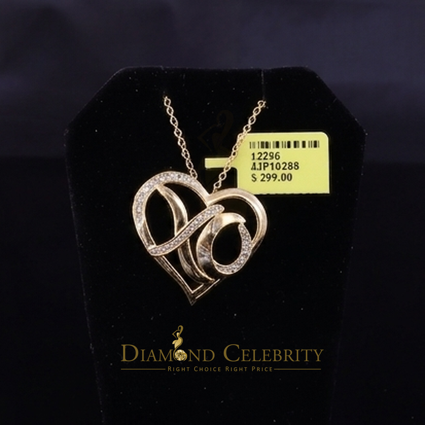 DiamondCelebritees  0.10ct Real Diamond Valentine Special "HEART" Pendant 925 Sterling Silver Yellow